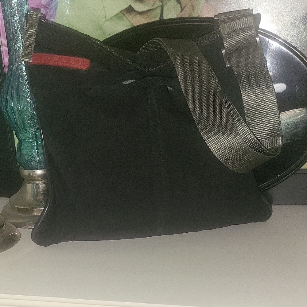 Prada Black and Red Messenger Bag with Durable Design